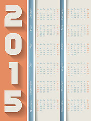 Image showing Striped 2015 calendar with shadows