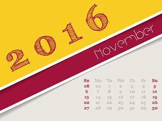 Image showing Simplistic november 2016 calendar design