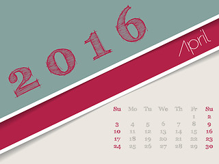 Image showing Simplistic april 2016 calendar design