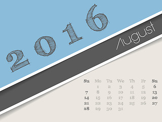 Image showing Simplistic august 2016 calendar design