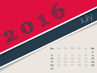 Image showing Simplistic july 2016 calendar design