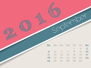 Image showing Simplistic september 2016 calendar design