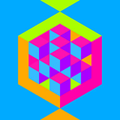 Image showing Hexagon shape with cubes inscribed. 