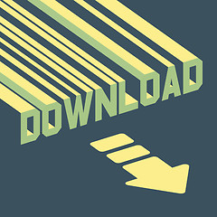 Image showing The word download with an arrow. 3d vector illustration.  