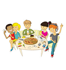 Image showing Friends in pizzeria