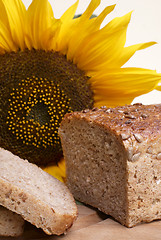 Image showing Brown bread with sunflower