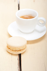 Image showing colorful macaroons with espresso coffee 