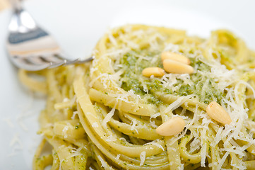 Image showing Italian traditional basil pesto pasta ingredients