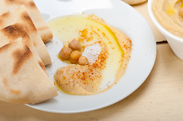 Image showing Hummus with pita bread 