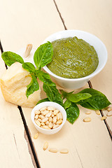 Image showing Italian basil pesto sauce ingredients