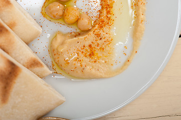 Image showing Hummus with pita bread 