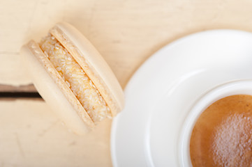 Image showing colorful macaroons with espresso coffee 