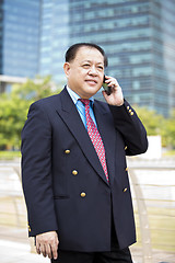 Image showing Asian businessman talking on smart phone