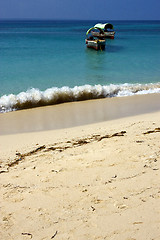 Image showing beach and boat in prison island  tanzania zanzibar