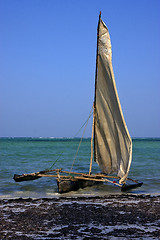 Image showing beach and boat in tanzania zanzibar