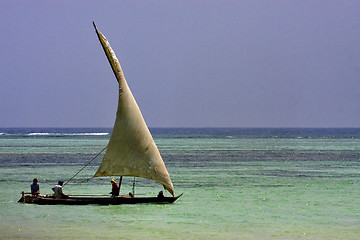 Image showing beach and boat in  zanzibar