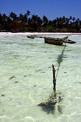 Image showing beach coastline and boat in  zanzibar