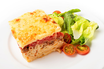 Image showing Pastitsio meal high angle