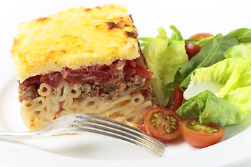 Image showing Pastitsio meal with fork