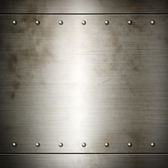 Image showing Old steel riveted brushed plate texture