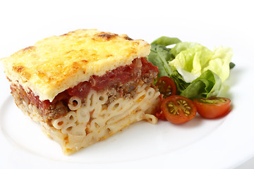 Image showing Pastitsio and salad