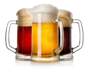 Image showing Glass mugs of beer