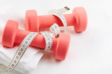 Image showing Fitness equipment dumbbells