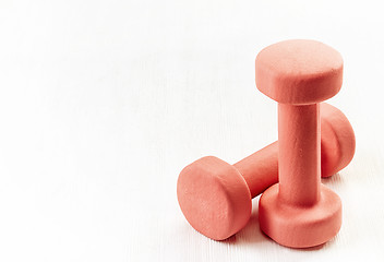 Image showing Fitness equipment dumbbells