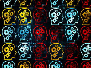 Image showing Information concept: multicolor Head With Gears icons on Digital background