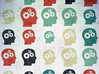 Image showing Information concept: multicolor Head With Gears icons on digital background