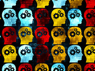 Image showing Information concept: multicolor Head With Gears icons on Digital background