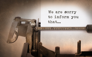 Image showing Vintage inscription made by old typewriter