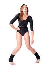 Image showing Beautiful girl in black gymnastic suit