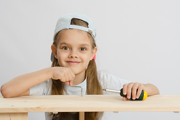 Image showing Girl in the classroom work