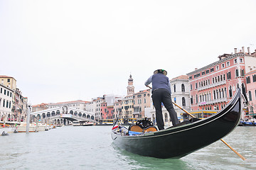 Image showing venice italy, gondola driver in grand channel