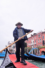 Image showing venice italy, gondola driver in grand channel