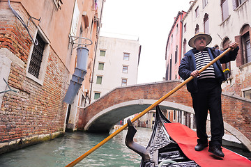 Image showing venice italy, gondola driver in grand channel