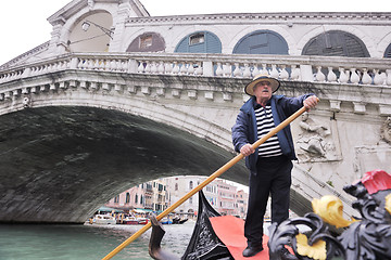 Image showing venice italy, gondola driver in grand channel