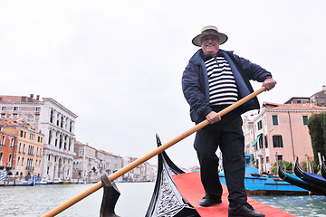 Image showing venice italy, gondola driver in grand channel