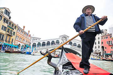 Image showing venice italy, gondola driver in grand channel