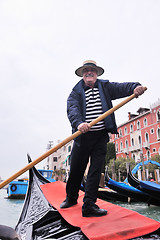 Image showing venice italy, gondola driver in grand channel