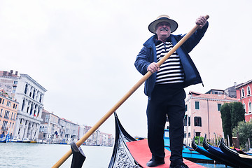 Image showing venice italy, gondola driver in grand channel