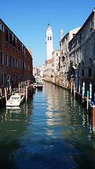 Image showing Scenic canal with gondola, Venice