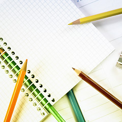 Image showing Color pencil and agenda