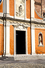 Image showing  church  in  the mozzate  old   closed brick   sidewalk italy  l