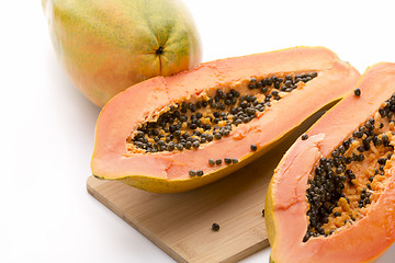 Image showing Papaya Halved With A Longitudinal Cut