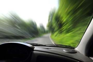 Image showing car view on the sprig road