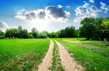 Image showing Sun and country road