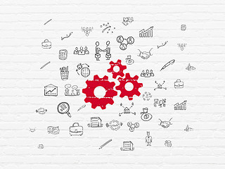 Image showing Business concept: Gears on wall background