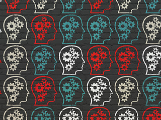 Image showing Business concept: multicolor Head With Gears icons on wall background